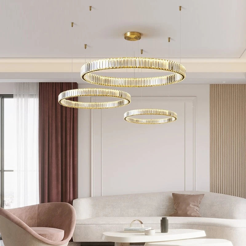 lustre led moderne de luxe en cristal et acier pour maison restaurant