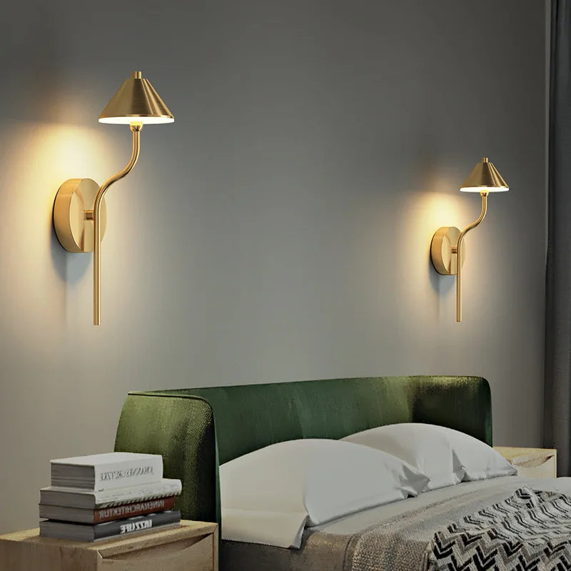 applique murale à led en forme de champignon en cuivre moderne