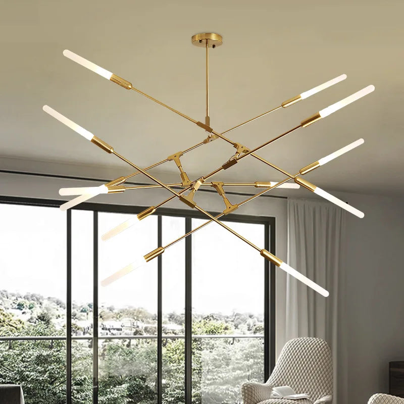 lustre design à plusieurs têtes en fer pour un éclairage moderne