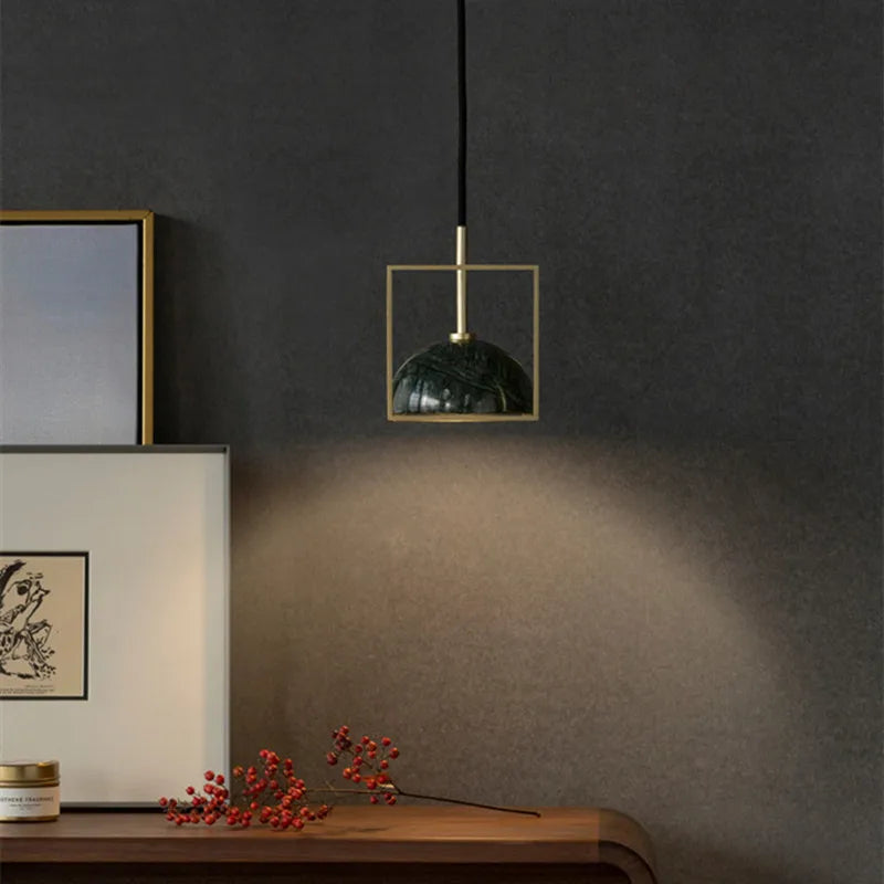 lustre moderne en pierre naturelle pour décoration minimaliste