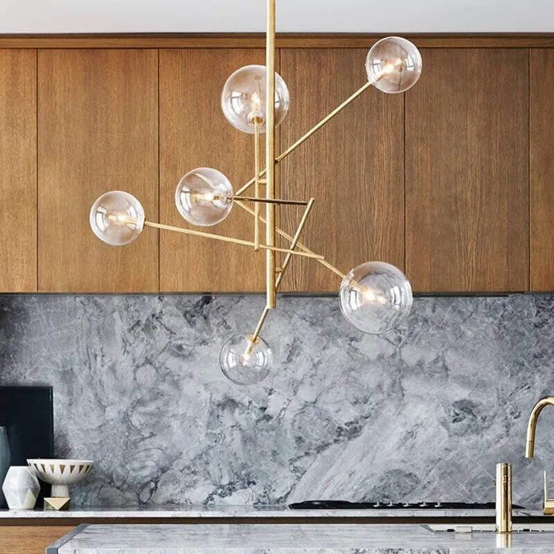 lustre winfordo globe led suspendu avec bulles de verre pour décoration