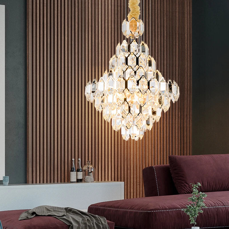 lustre moderne en cristal design avec éclairage led