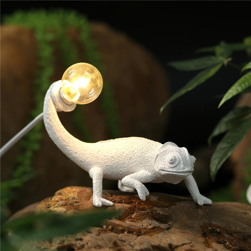 lampe de table led mignon lézard nordique en résine