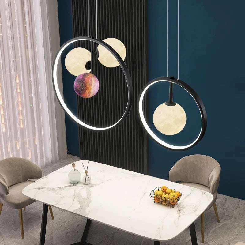 suspension luminaire led moderne fer nordique pour table à manger