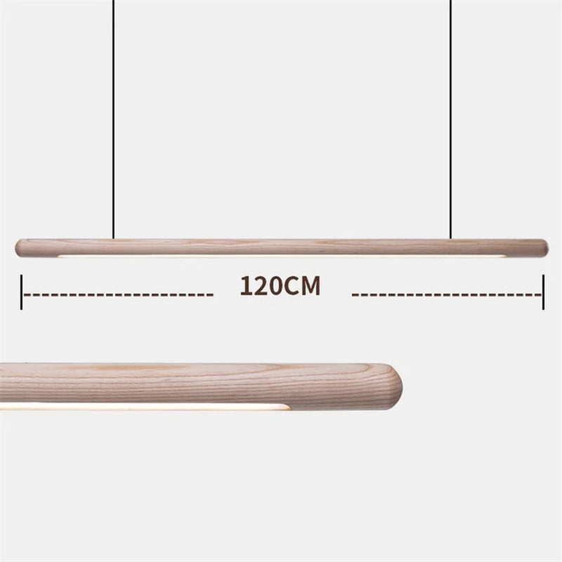 suspension en bois design minimaliste led longue bande