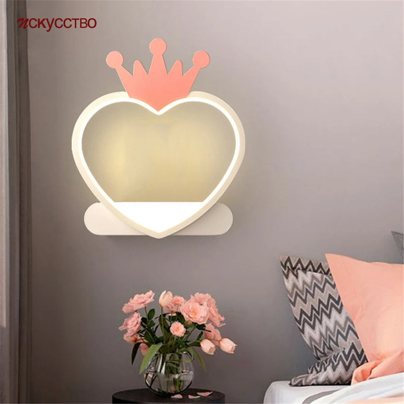 étagère métallique coeur nordique avec lampe led murale pour enfants