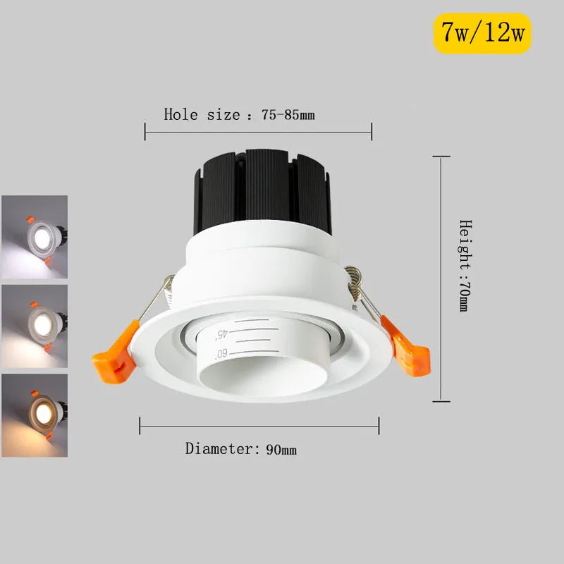 spots encastrés dimmables avec zoom intégré pour éclairage intérieur