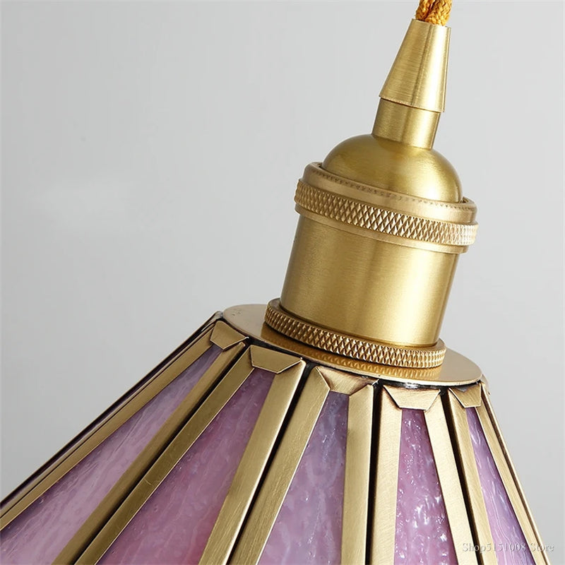 lampe de chevet moderne en verre avec décor floral suspendu