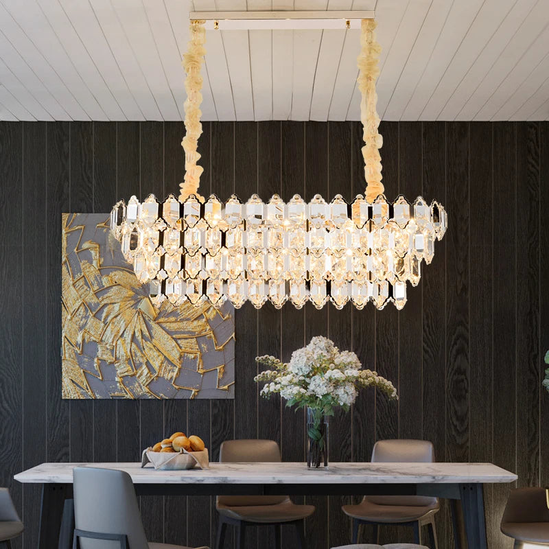 lustre moderne en cristal design avec éclairage led