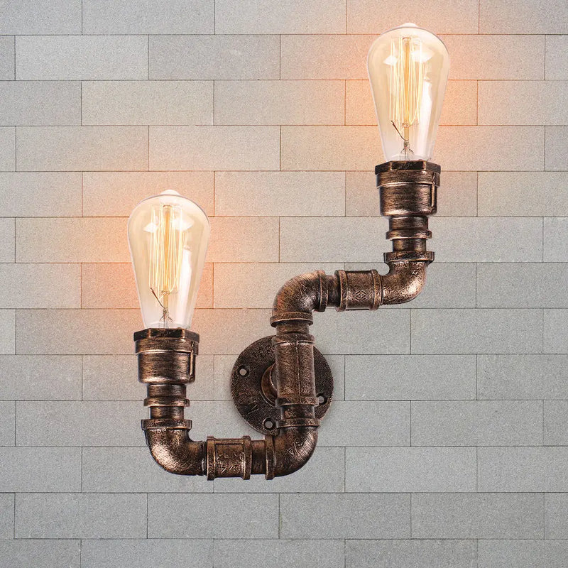 "applique murale industrielle vintage loft 2 lumières pour bar"
