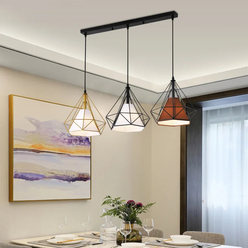 2022 New Nordic aisle diamond chandelier simple modern retro wrought iron living room dining room led ceiling chandelier