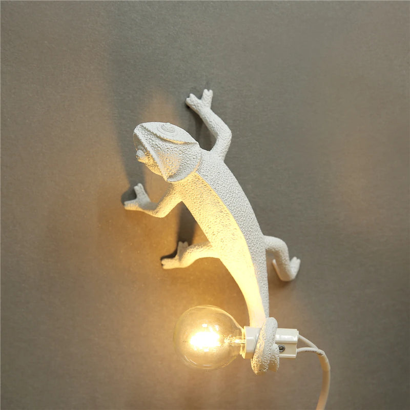 lampe de table led mignon lézard nordique en résine