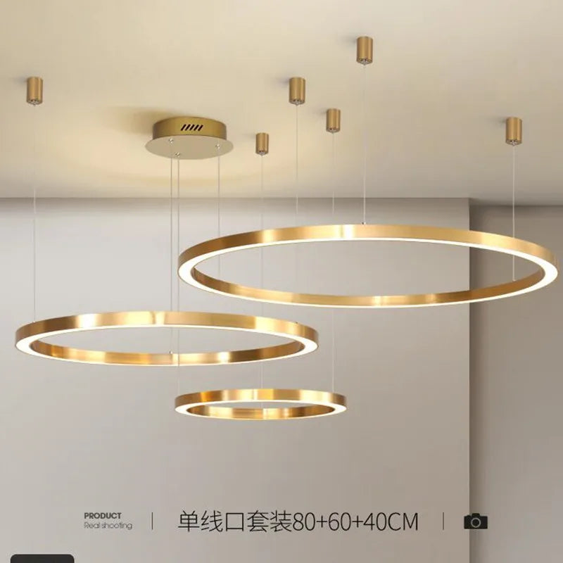 lustre led moderne brossé avec anneau lumineux