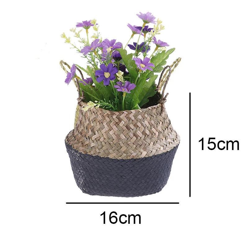 panier pliable en rotin pour rangement fleurs et accessoires