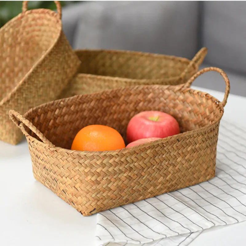 panier en jonc de mer fait main pour rangement décoratif