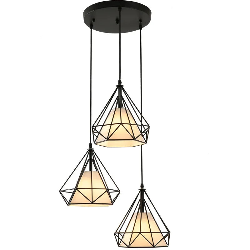 2022 New Nordic aisle diamond chandelier simple modern retro wrought iron living room dining room led ceiling chandelier