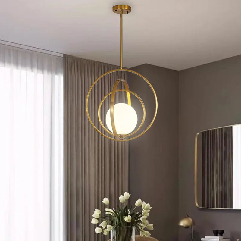 lustre rond en verre nordique minimaliste design de luxe