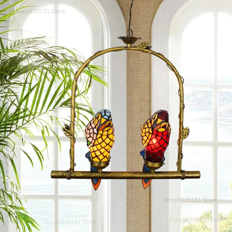 lustre suspendu led perroquet en verre post-moderne rétro américain