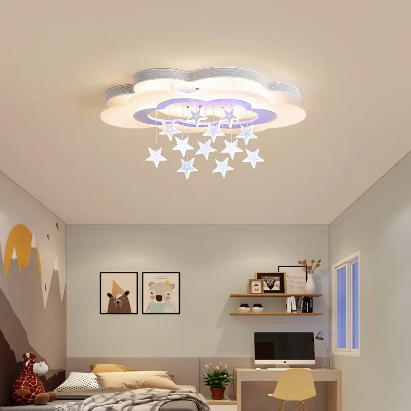 plafonnier lumineux étoiles nuages pour chambre d'enfants