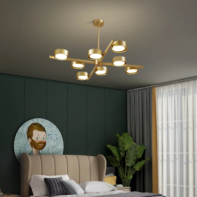 lustre nordique en cuivre design créatif pour éclairage doux