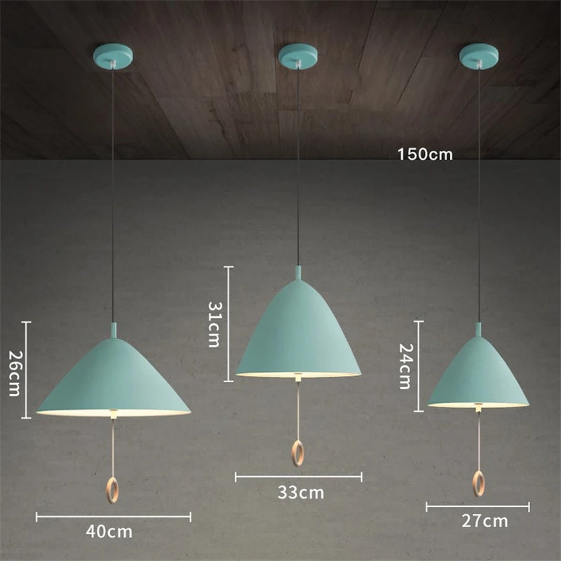 lampe suspendue design simple macaron avec interrupteur à tirer