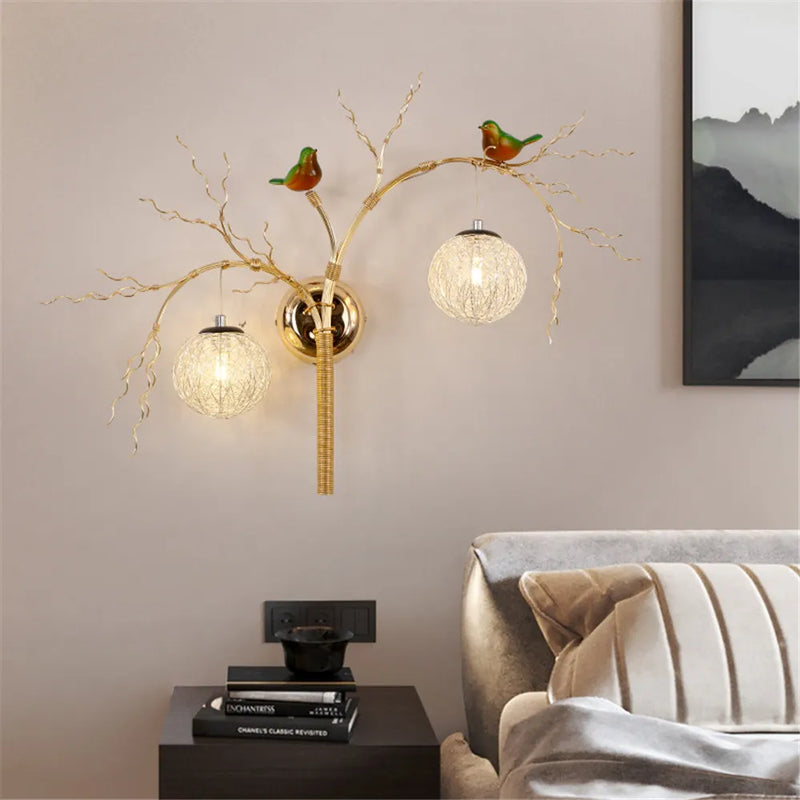 applique murale nordique en aluminium nid d'oiseau led romantique