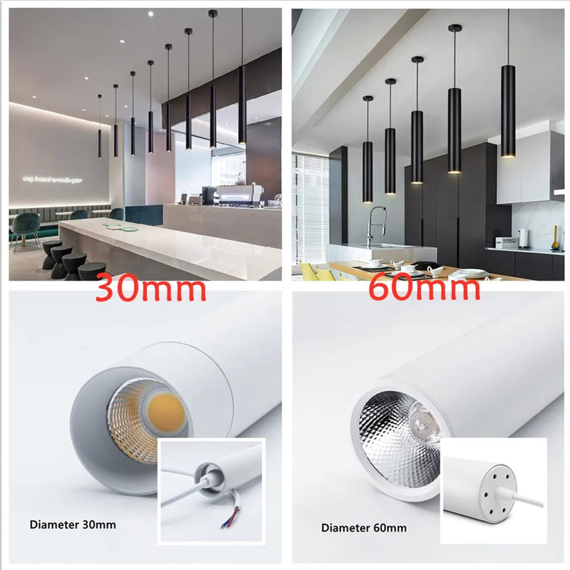 lampe led suspendue design moderne tube long luminaire décoratif