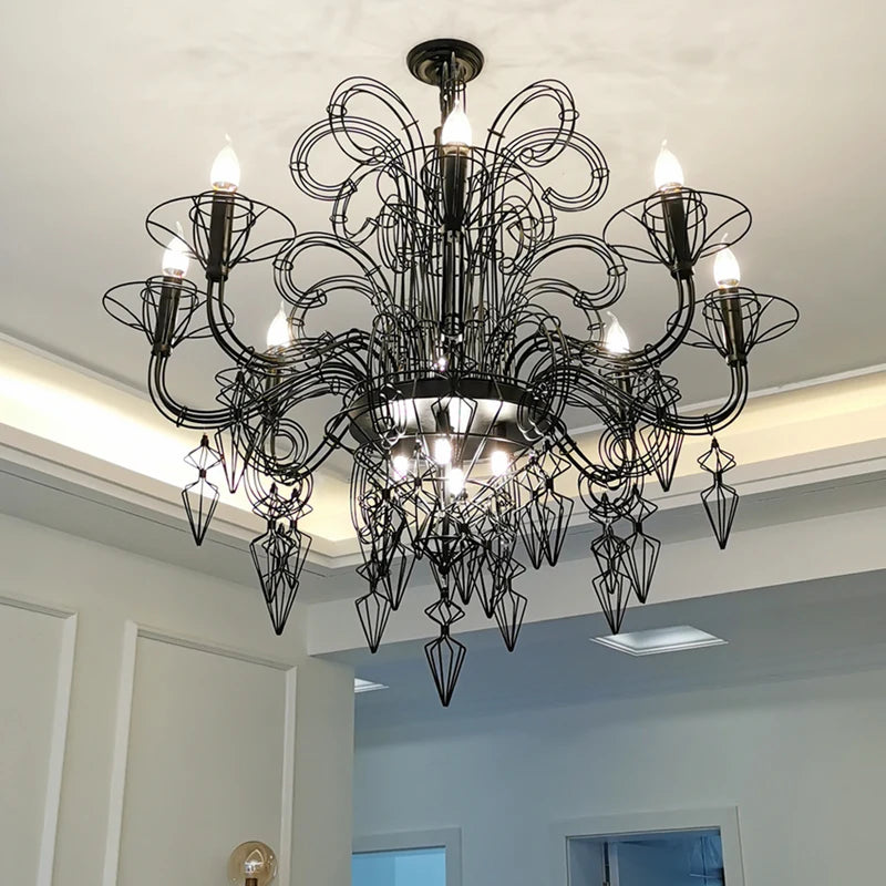 lustre design baroque noir et blanc pour éclairage intérieur