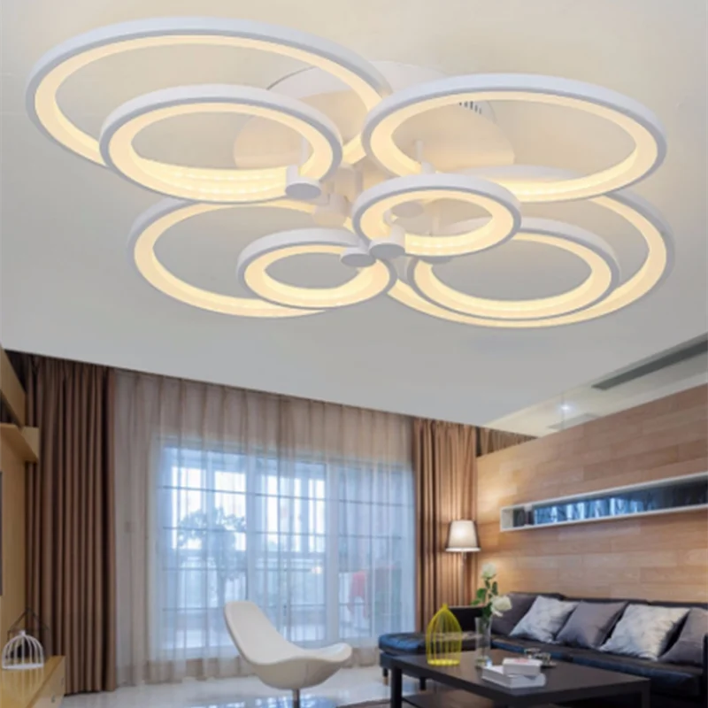 lustre moderne à leds avec anneaux ronds pour éclairage intérieur