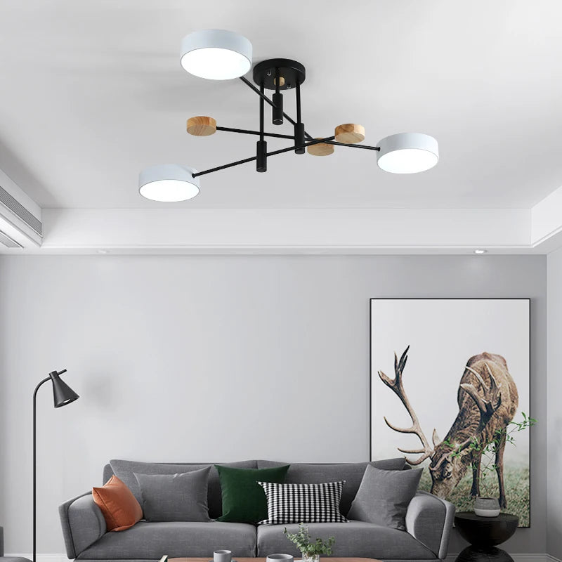 lustre led nordique contemporain en fer forgé minimaliste