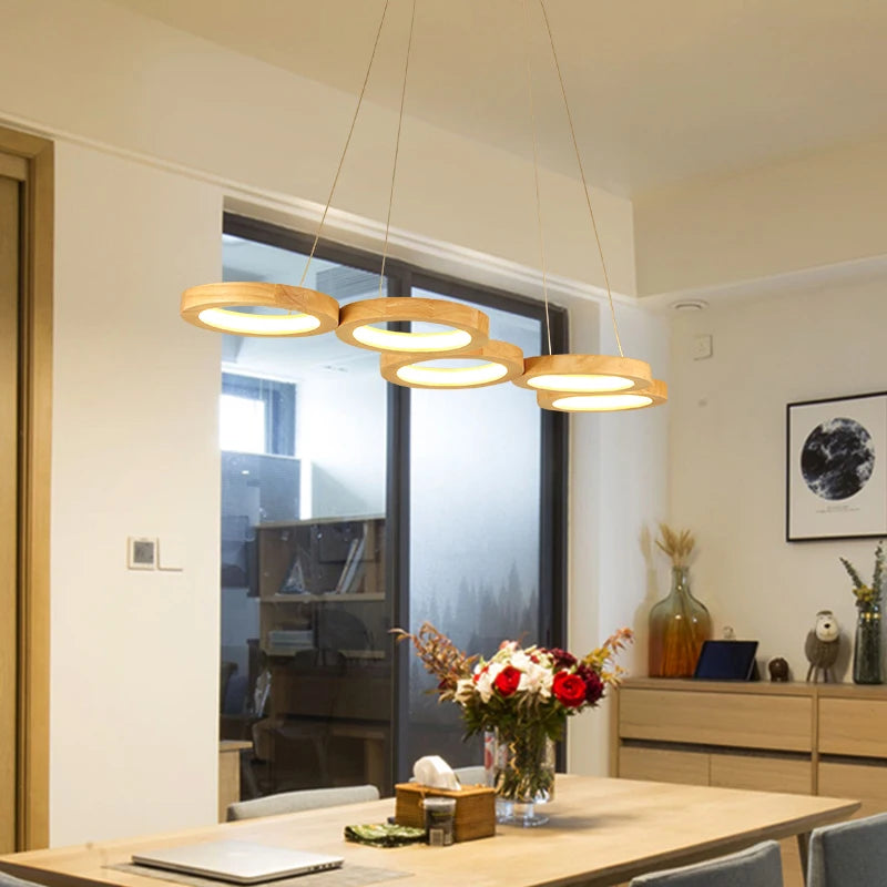 plafonnier en bois moderne design créatif rond luminaires intérieurs