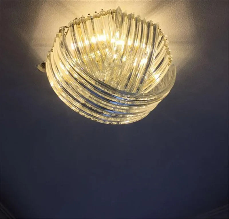 lustre suspendu en tube de verre courbé moderne