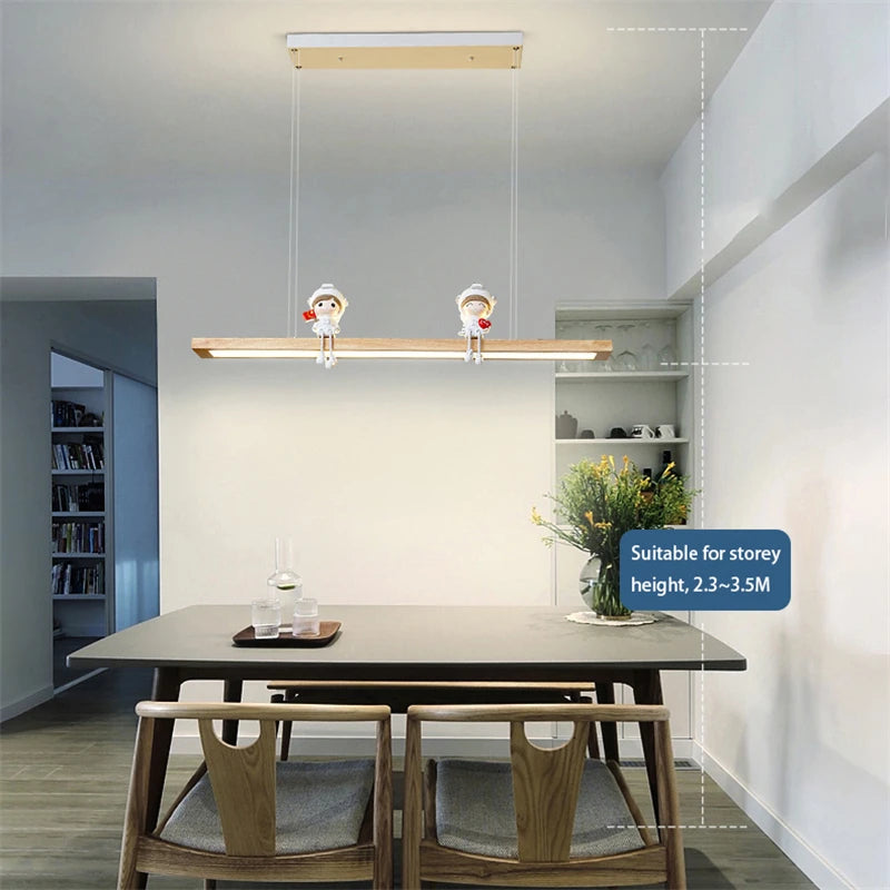 suspension led modernes créatives minimaliste en bois