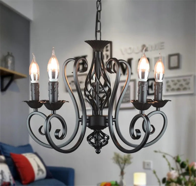 lustre industriel rétro en fer forgé chandelier vintage suspendu