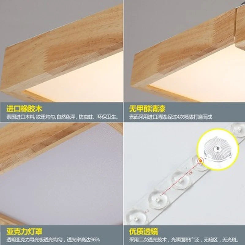 plafonnier à led en bois avec télécommande pour éclairage intérieur