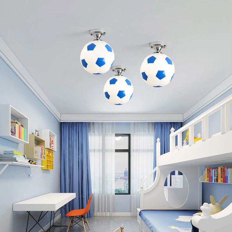 Ballon de Football LED plafonniers 220V E27 Football Bar Club plafonnier créatif enfants garçon chambre décoration luminaire