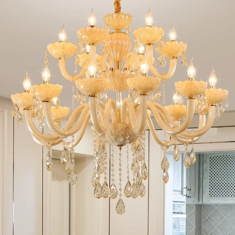 lustre en cristal européen créatif pour ambiance luxueuse