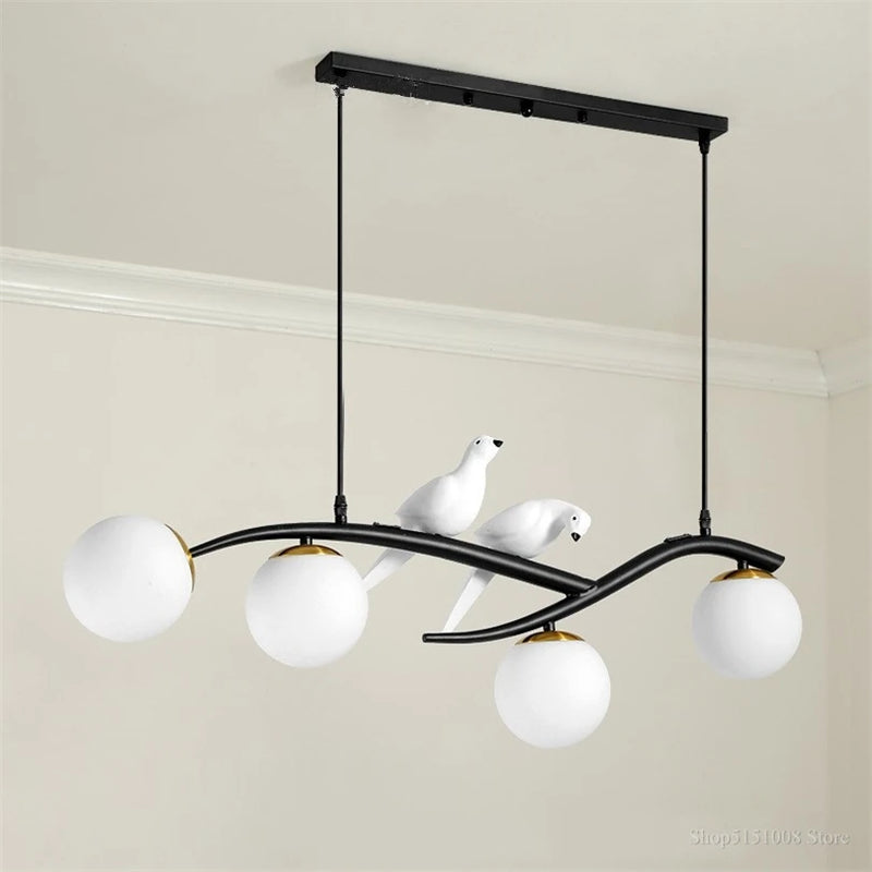 lampe d'oiseau nordique lustre moderne abat-jour en verre led