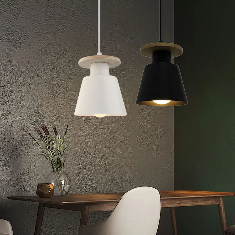 lampe led suspendue design nordique en bois pour bar hôtel
