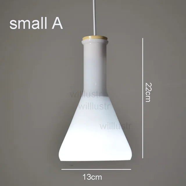 (mai80j) Suspension avec abat-jour en verre blanc style bouteille Nader