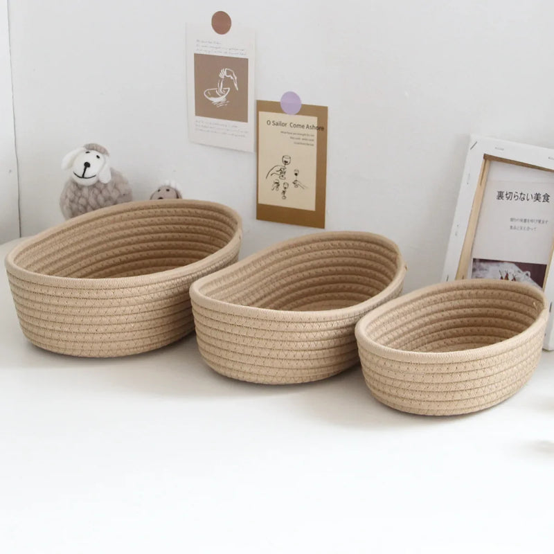 paniers en corde de coton pour rangement et organisation des objets