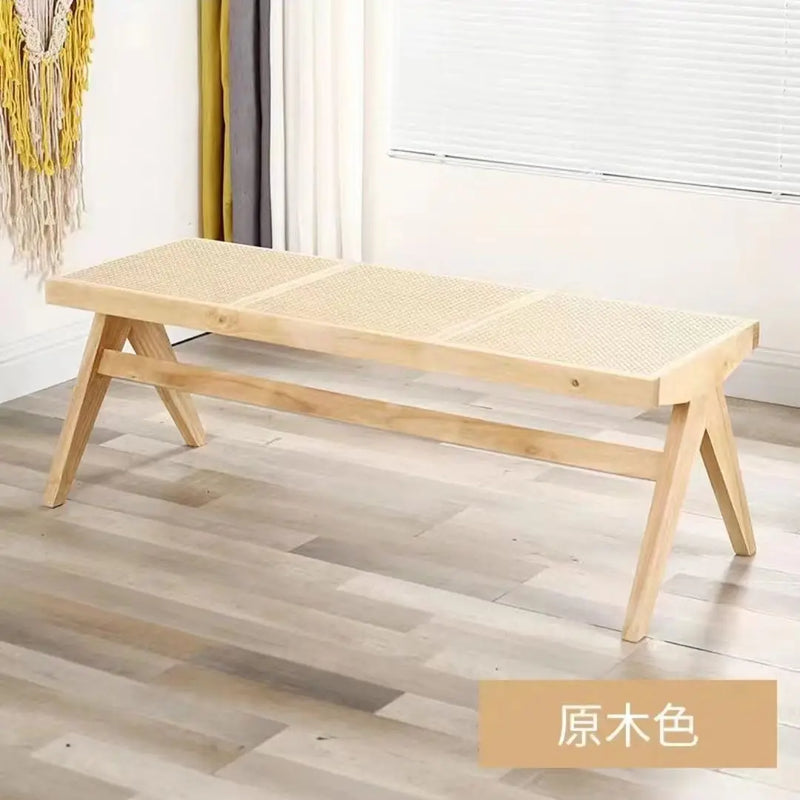 banc en rotin tressé style japonais ancien pour petit espace