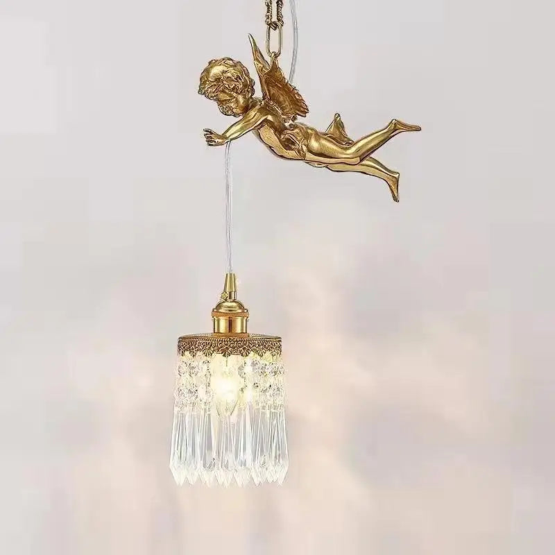 lustre en cristal à led avec ailes d'ange décoration européenne luxueuse