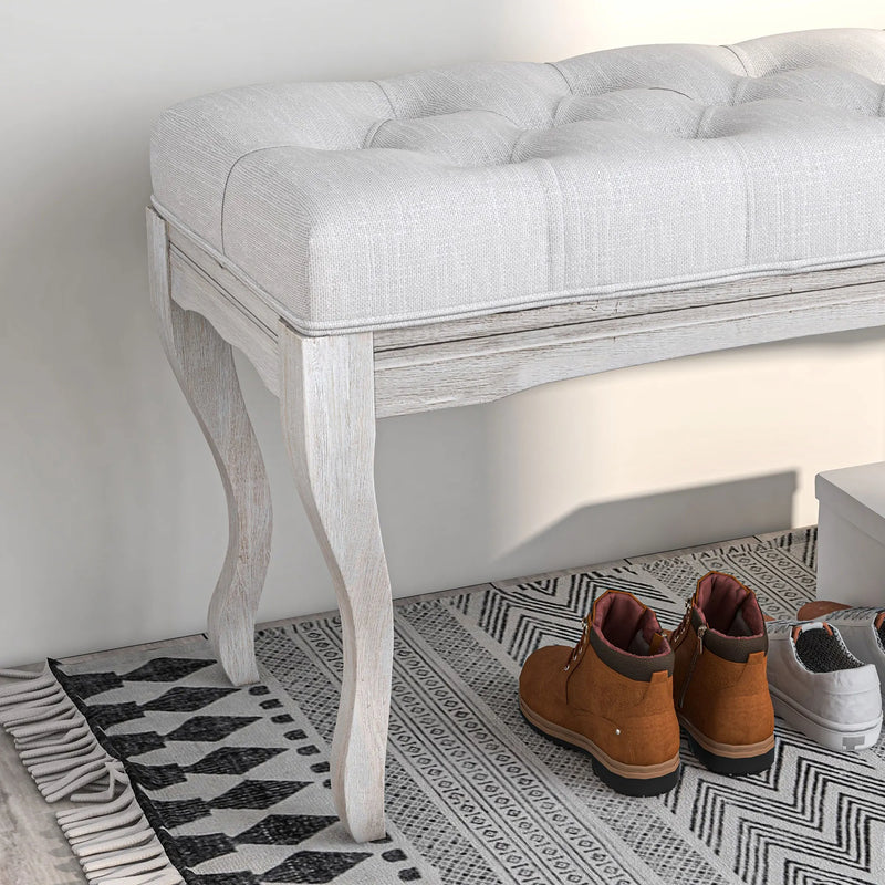 tabouret rembourré pour pied de lit avec pieds en bois