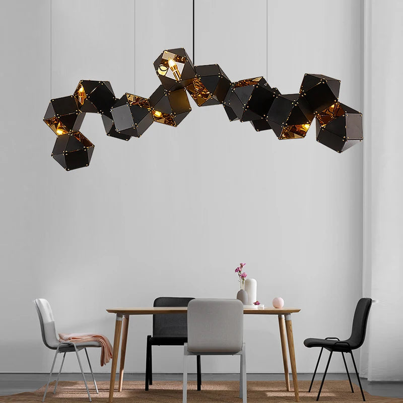 Modern luxury creative LED dining room chandelier New cube art living room decorated kitchen, meeting room hanging chandelier