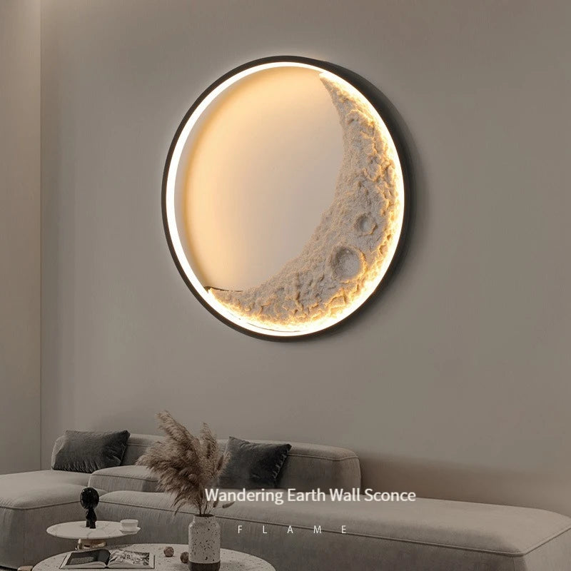 applique murale moderne en forme de lune à led décorative