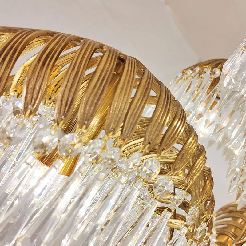 lustre en cuivre avec cristal pour décoration élégante et rétro