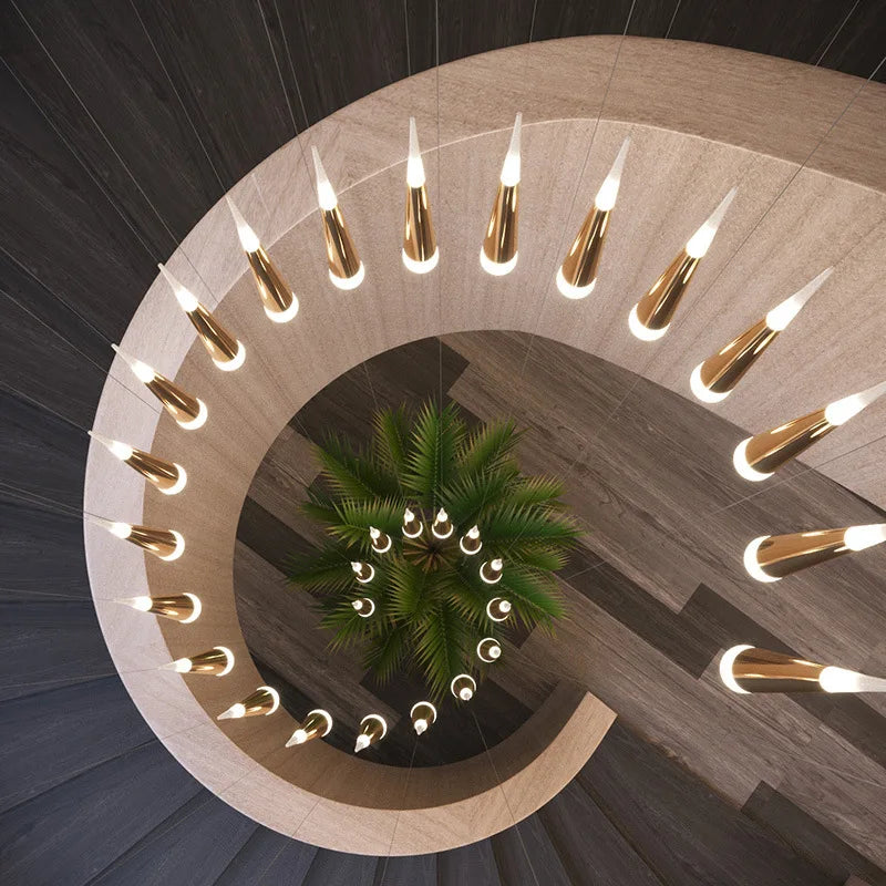 lustre led minimaliste moderne pour escalier duplex loft