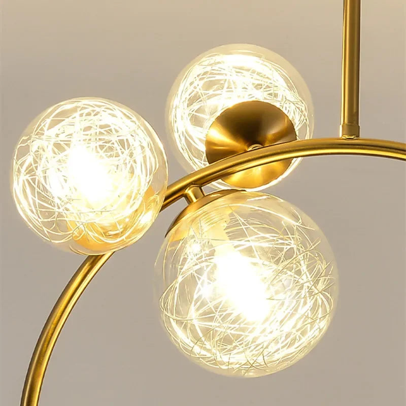 220V 110V Small Chandelier Nordic Round Pendant Light Gold Glass Ball Light for Living Room Dinning Room Kitchen Bedroom