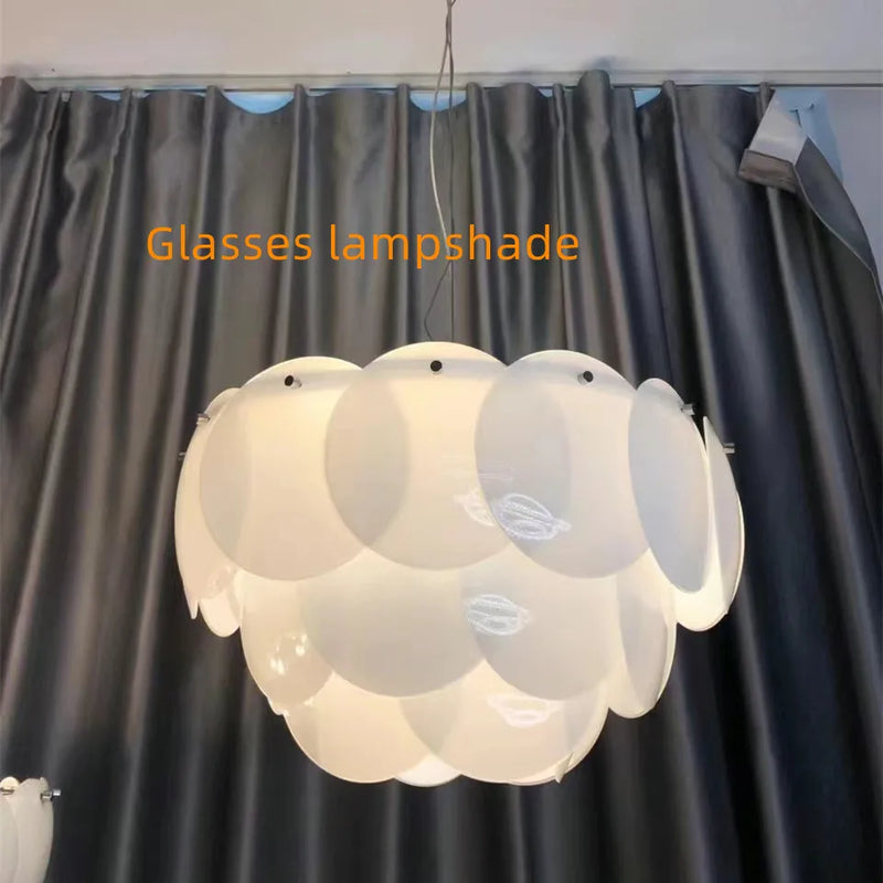 lustre moderne en céramique avec suspension en verre led